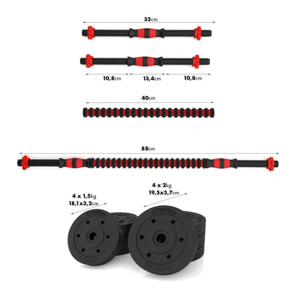 Ensemble d'haltères et de barres composites de 15 kg