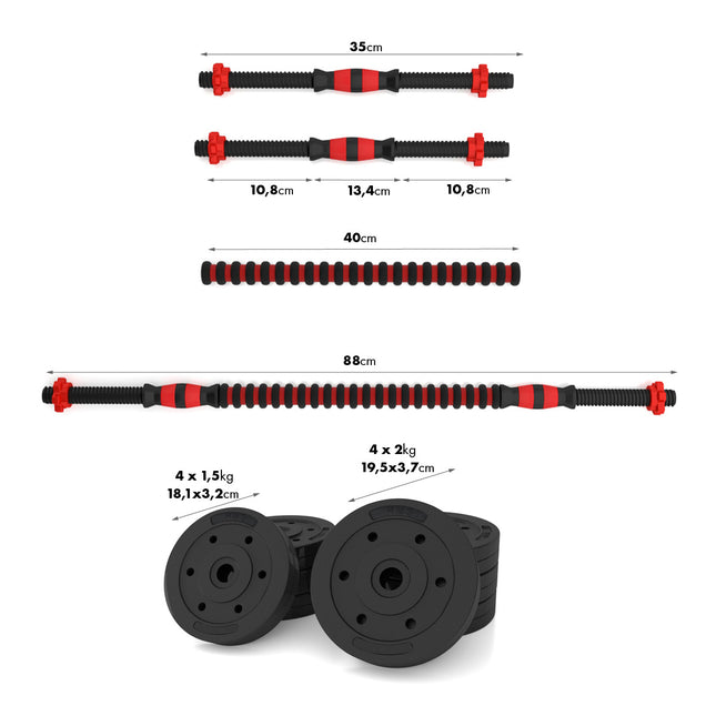 15 kg Hantel- & Kurzhantelset aus Kompositmaterial