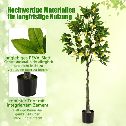 160 cm Künstlicher Zitronenbaum mit Topf &amp; 27 Zitronen Limettenbaum Kunstpflanze Zitruspflanze