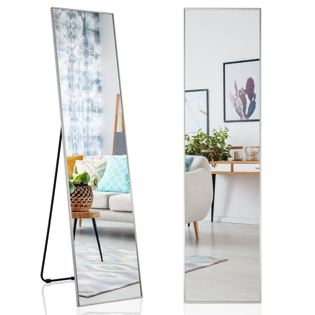 Miroir sur toute la longueur 160 x 40 cm Miroir sur pied et miroir mural 2 en 1 en verre incassable argenté
