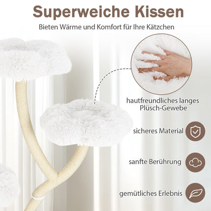 165cm Kratzbaum mit Sisalstämmen & gemütlicher Höhle