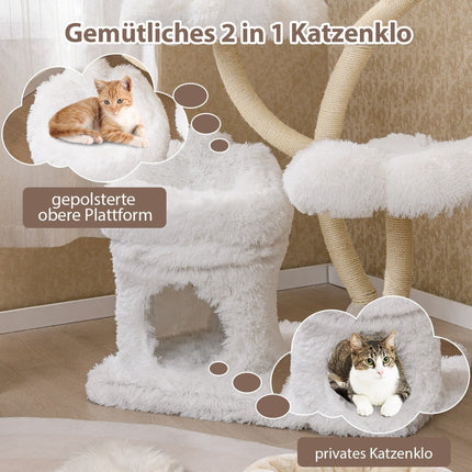 165cm Kratzbaum mit Sisalstämmen & gemütlicher Höhle