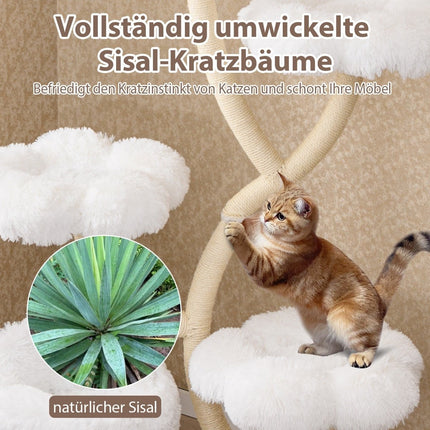 165cm Kratzbaum mit Sisalstämmen & gemütlicher Höhle