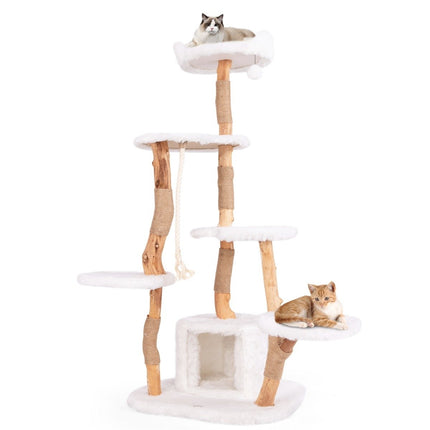 Arbre à chat de 168 cm avec plateformes, grotte et poteaux en sisal
