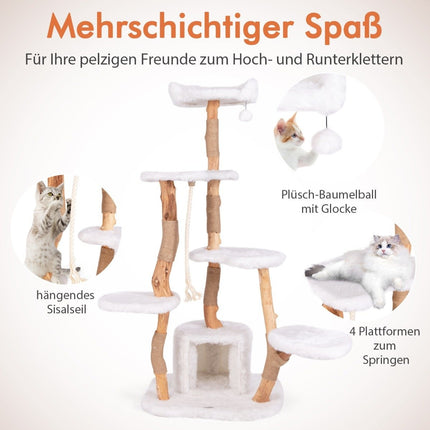 Arbre à chat de 168 cm avec plateformes, grotte et poteaux en sisal