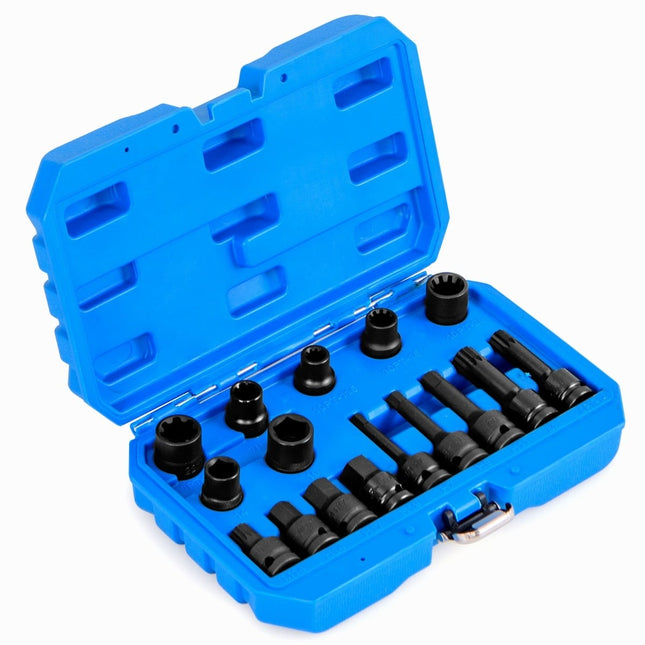 Coffret de 16 douilles en acier avec entraînement 1/2" et étui