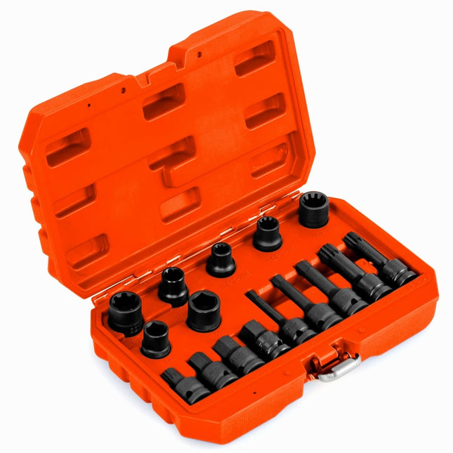 Coffret de 16 douilles en acier avec entraînement 1/2" et étui