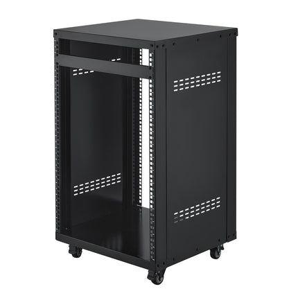 16U AV Rack, 18-Inch Depth, 200 lb, Locking Casters
