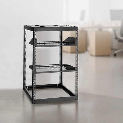 16U Open Frame Network Rack, 585mm Depth, 4-Post