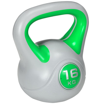 Kettlebell de 16 kg à base plate et poignée large, verte