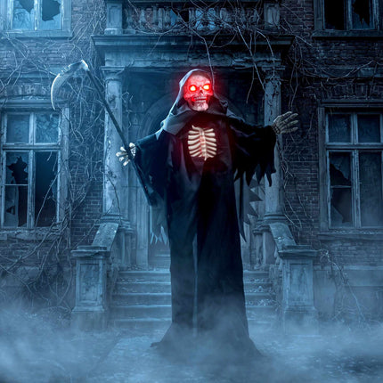 Décoration d'Halloween animée de la Faucheuse de 170 cm avec lumières
