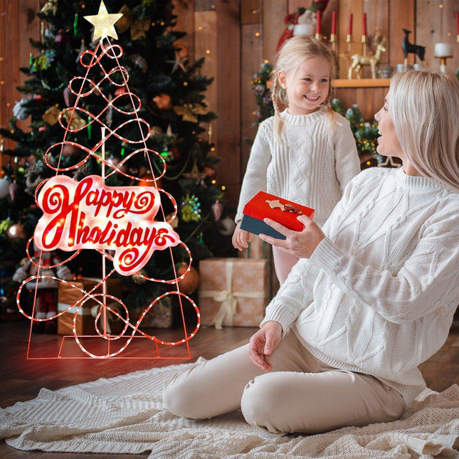 Sapin de Noël LED de 170 cm avec lumières à couleurs changeantes, 6 modes d'éclairage, lettres et étoile.