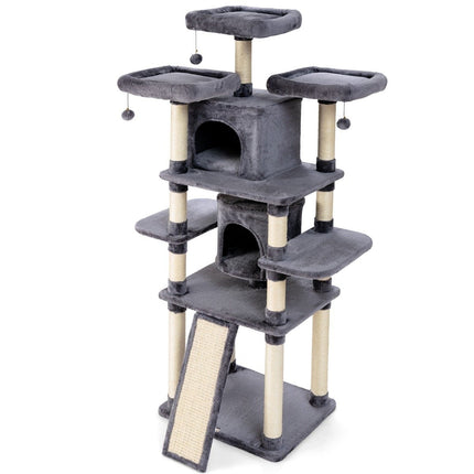 Arbre à chat de 170 cm, arbre à grimper, arbre à chat, arbre à chat, meubles à gratter, poteaux à chat, grotte avec balles de jeu