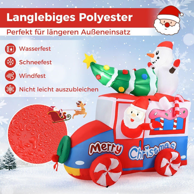 Décoration de noël gonflable LED 177cm, père noël en voiture, décoration de noël avec bonhomme de neige