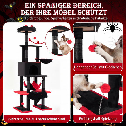 Arbre à chat gothique de 178 cm avec poteaux en sisal et hamac