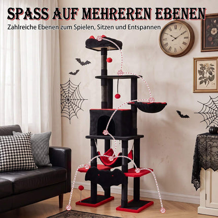 Arbre à chat gothique de 178 cm avec poteaux en sisal et hamac