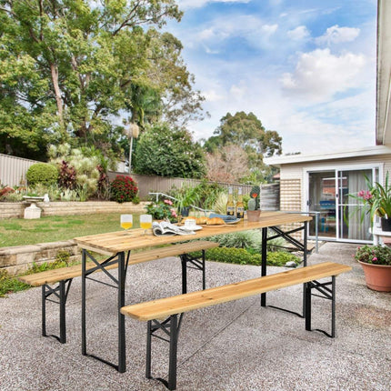 Table à bière de 178 cm de long avec ensemble de sièges, ensemble de 3 tables de pique-nique pliantes et bancs