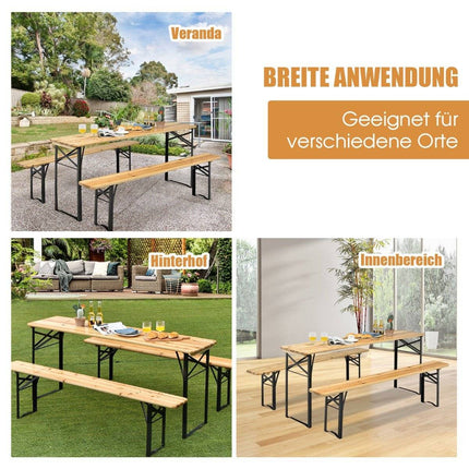Table à bière de 178 cm de long avec ensemble de sièges, ensemble de 3 tables de pique-nique pliantes et bancs