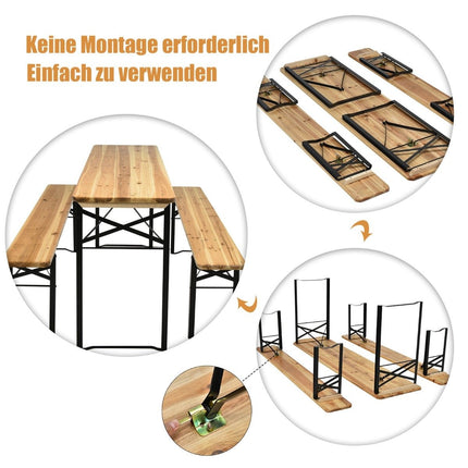 Table à bière de 178 cm de long avec ensemble de sièges, ensemble de 3 tables de pique-nique pliantes et bancs