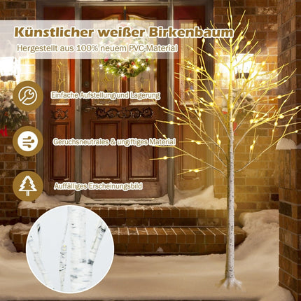 Sapin de bouleau artificiel de 180 cm avec 96 lumières LED