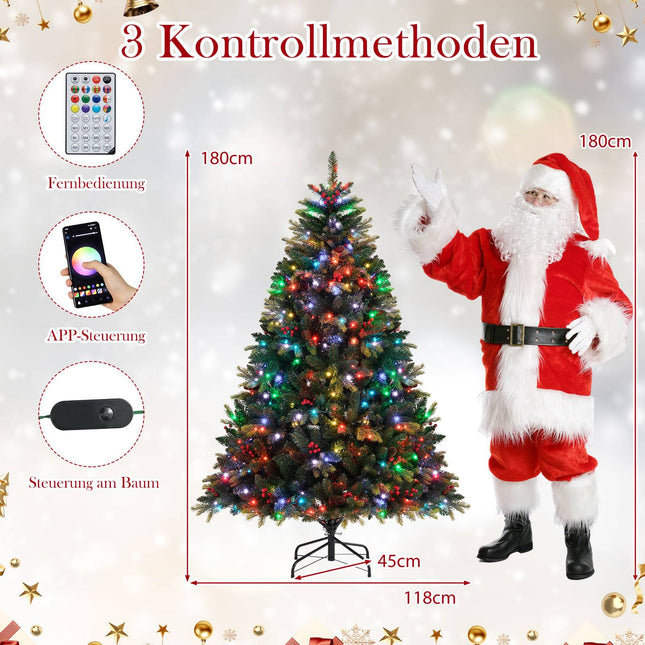 Sapin de Noël artificiel de 180 cm avec 370 lumières RGB