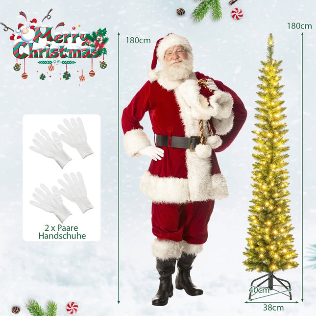 Sapin de Noël artificiel de 180 cm avec guirlandes lumineuses LED