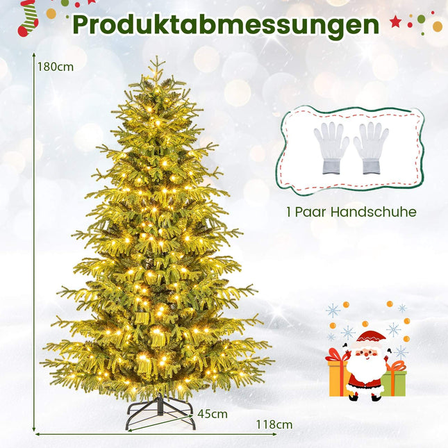 Sapin de Noël artificiel de 180 cm avec guirlandes lumineuses LED