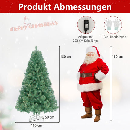 180 cm künstlicher Weihnachtsbaum mit LED-Beleuchtung, grün