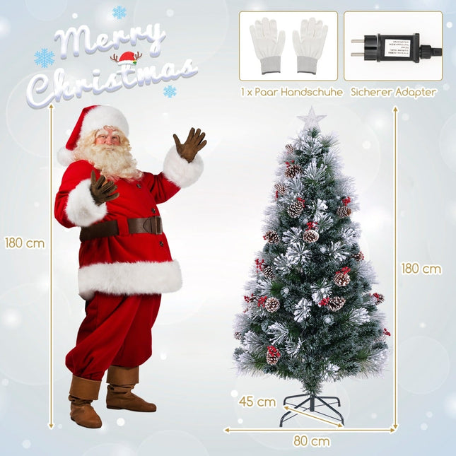 Sapin de Noël artificiel de 180 cm avec lumières et neige artificielle