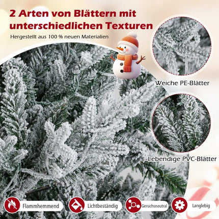 Sapin de Noël artificiel de 180 cm avec lumières et neige artificielle