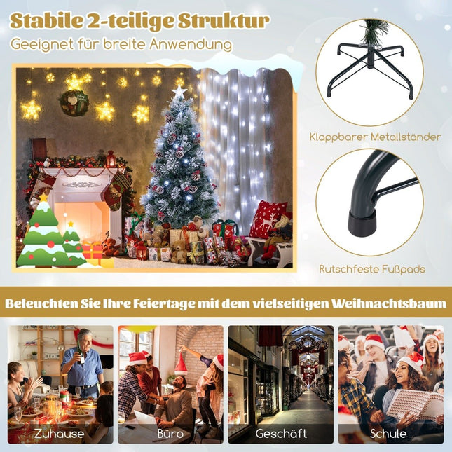 Sapin de Noël artificiel de 180 cm avec lumières et neige artificielle