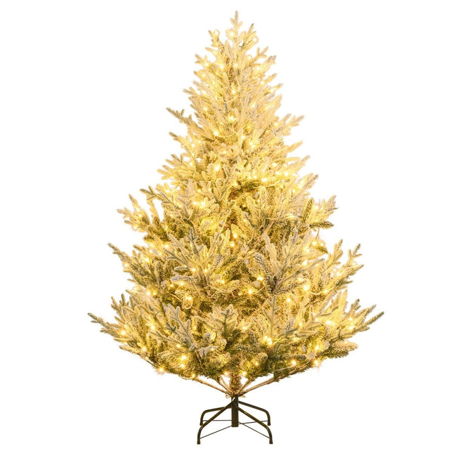 Sapin de Noël artificiel de 180 cm avec lumières et neige artificielle