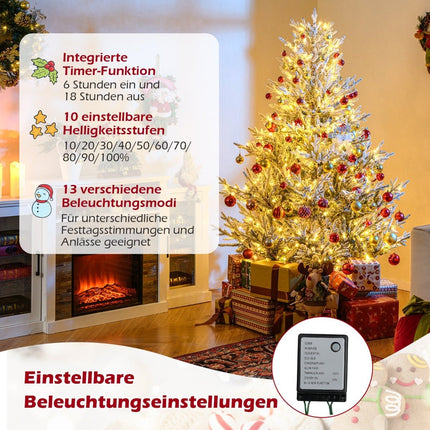 Sapin de Noël artificiel de 180 cm avec lumières et neige artificielle