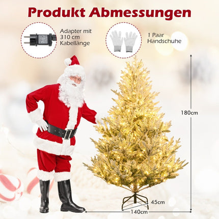Sapin de Noël artificiel de 180 cm avec lumières et neige artificielle