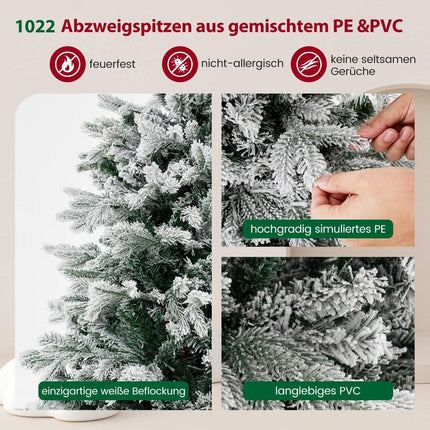 180 cm künstlicher Weihnachtsbaum mit Schnee & 350 LED-Leuchten