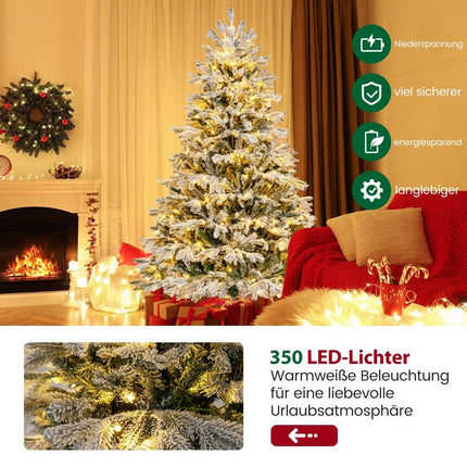 180 cm künstlicher Weihnachtsbaum mit Schnee & 350 LED-Leuchten
