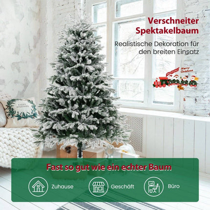 180 cm künstlicher Weihnachtsbaum mit Schnee & 350 LED-Leuchten