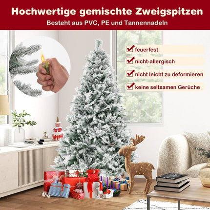 Sapin de Noël artificiel de 180 cm avec neige, 8 modes d'éclairage