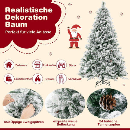 Sapin de Noël artificiel de 180 cm avec neige, 8 modes d'éclairage
