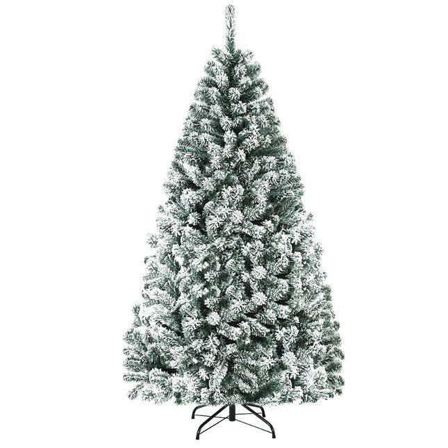 Sapin de Noël artificiel de 180 cm avec neige et support en métal