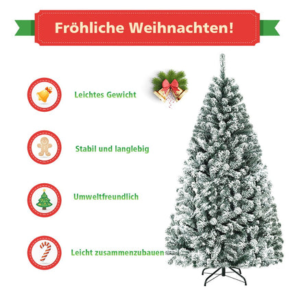Sapin de Noël artificiel de 180 cm avec neige et support en métal