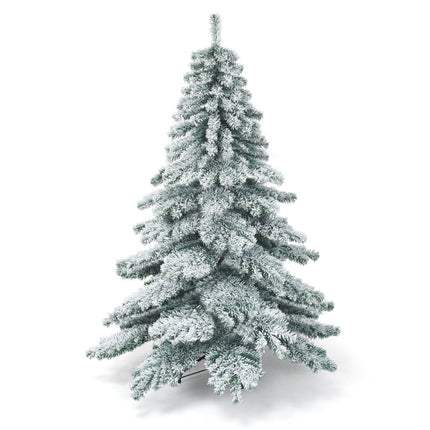 Sapin de Noël artificiel 180 cm avec flocons de neige, pointes en PVC vert + blanc