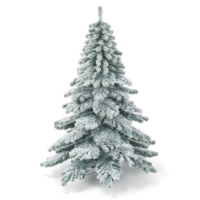 Sapin de Noël artificiel 180 cm avec flocons de neige, pointes en PVC vert + blanc