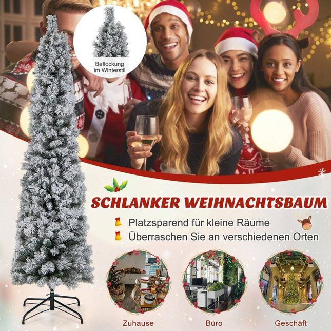 Sapin de Noël de 180 cm Sapin de Noël enneigé avec 150 lumières blanc chaud