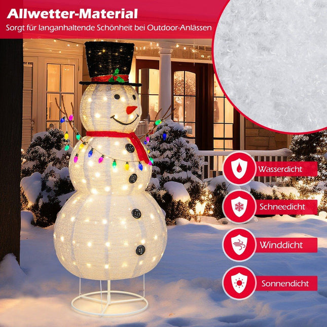 Figurine de Noël illuminée en forme de bonhomme de neige à LED de 180 cm avec 180 lumières LED blanc chaud