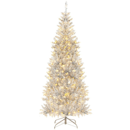 Arbre de Noël en guirlandes de crayons de 180 cm avec lumières LED blanches chaudes, arbre de Noël mince