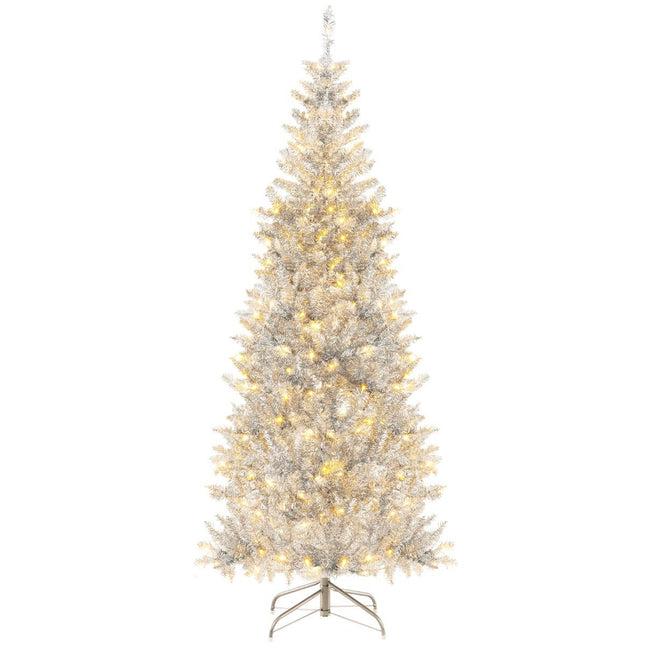 Arbre de Noël en guirlandes de crayons de 180 cm avec lumières LED blanches chaudes, arbre de Noël mince