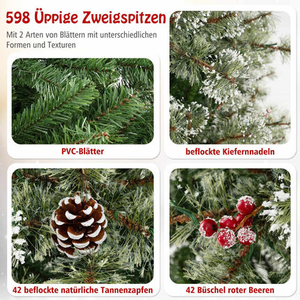 180 cm großer, vorbeleuchteter künstlicher Weihnachtsbaum, 350 LEDs