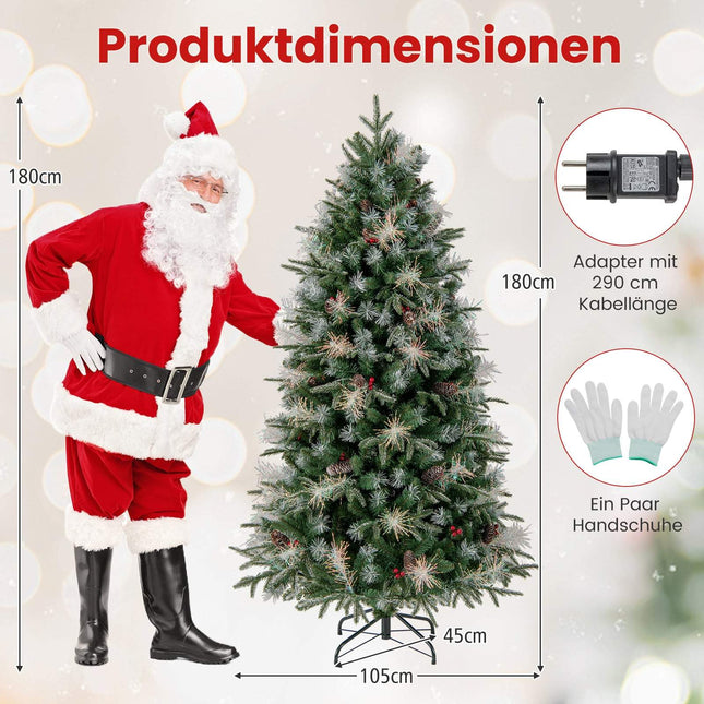 Sapin de Noël artificiel pré-illuminé de 180 cm avec lumières LED