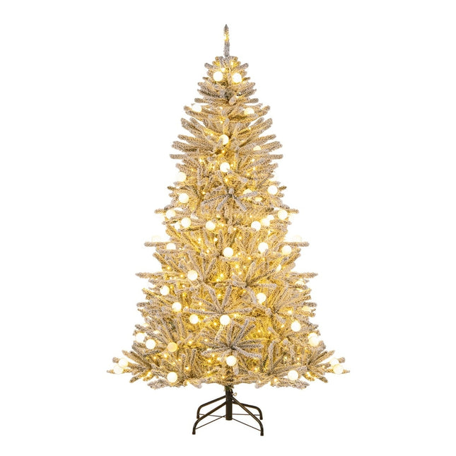 Sapin de Noël artificiel floqué neige de 180 cm, 250 LED